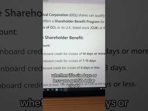 Owning over 100 shares of CCL gets your credits for a cruise!