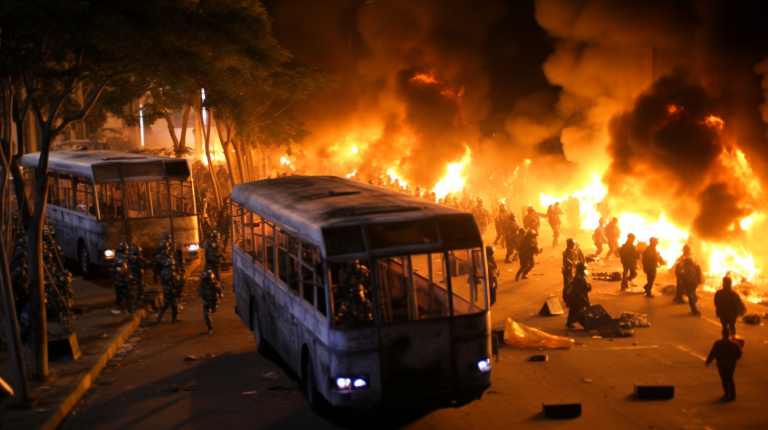 Gangues paramilitares no Brasil incendeiam mais de 35 ônibus em ataques no Rio de Janeiro
