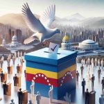 A high-definition, realistic image depicting the concept of emerging democratic progress in a South American country. The image can involve symbols of democracy such as a ballot box, a dove, and citizens casting their votes. The background can show landmarks or landscapes indicative of Venezuela, without featuring any specific public figures.