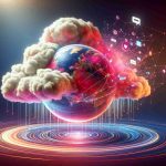 Generate a realistic HD photo of a digital cloud interacting surprising with an online sphere, which represents its unexpected role in bringing back an unnamed entity online.