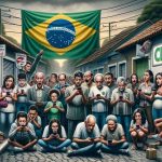 A high-definition, realistic image depicting the consequences of a social media ban in Brazil. The image represents a variety of Brazilian people from all walks of life, including students, small business owners, and older adults. The scene includes expressions of surprise, frustration, and disappointment on their faces as they look at their devices. Visible in the surroundings are closed signs on small shops, quiet classrooms, and silent homes. The flag of Brazil is subtly integrated into the image, symbolizing the national impact of the situation.