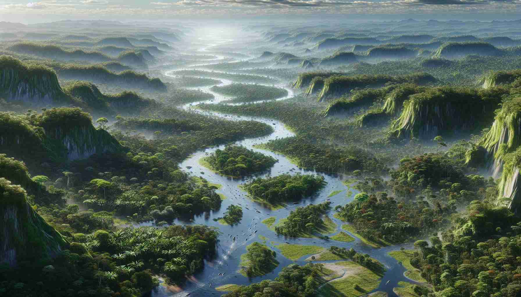 Realistically detailed high definition depiction of an extraordinary natural phenomenon taking place within the expansive Amazon ecosystem, highlighting the rich biodiversity and the usual serene environment now influenced by this unique event. It captures the lush greenery and the exotic wildlife reacting to the surreal situation, creating a striking contrast between the usual and the unprecedented.