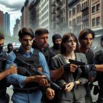 Realistic, high definition image of law enforcement officers from Argentina capturing a wanted individual associated with civil disturbance. A group of diverse individuals, made of males and females from varying descents like Caucasian, Hispanic, Black, Middle-Eastern, South Asian, perform this operation professionally and effectively. The scene should convey serious tone, with urban backdrop that suggests it taking place in Argentina.