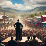 Realistic, high-definition image of a symbolizing event titled 'Revitalizing Hope: New Leadership'. Picture this scene set in Haiti, imbued with a sense of budding optimism and prowess. Imagine a leader who is not a specific person, but an embodiment of courage and innovation, standing in front of a crowd, addressing people with determination and hope. The atmosphere is tense yet expectant, filled with the vibrant culture and colors of Haiti, showcasing their unique architecture and landscapes in the background.